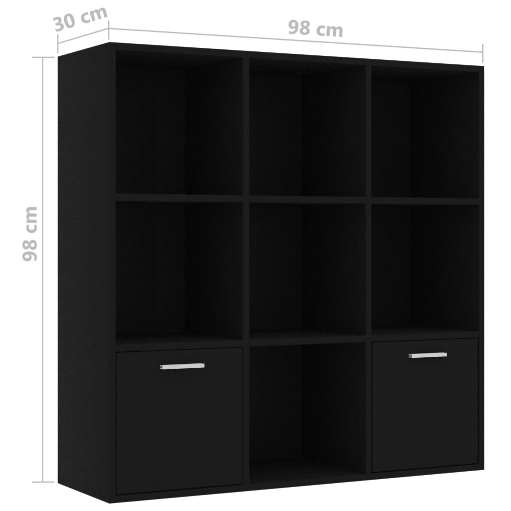 vidaXL Βιβλιοθήκη Μαύρη 98 x 30 x 98 εκ. από Επεξ. Ξύλο