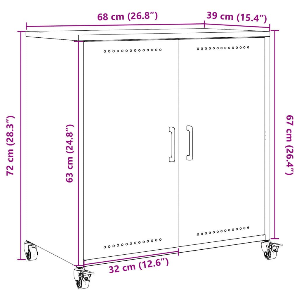 vidaXL Ντουλάπι Πράσινο Λαδί 68,5x39x72 εκ. από Ατσάλι