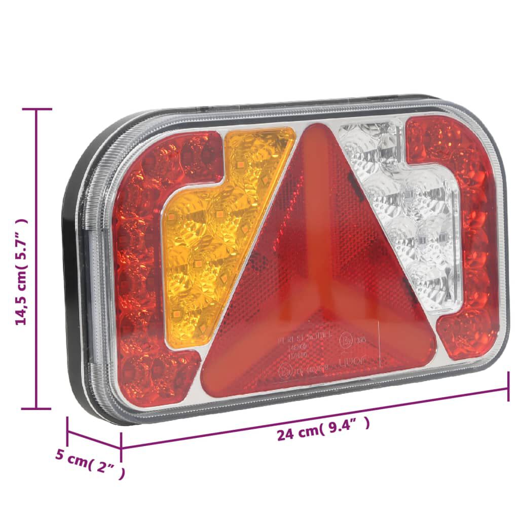 vidaXL Φώτα Τρέιλερ 2 Τεμ. Κόκκινα 24 x 5 x 14,5 εκ. με Λαμπτήρα 12V