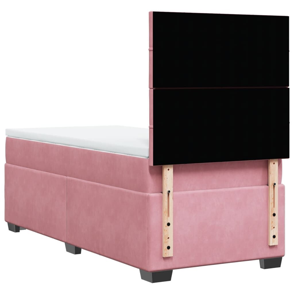 vidaXL Κρεβάτι Boxspring με Στρώμα Ροζ 100x200 εκ. Βελούδινο