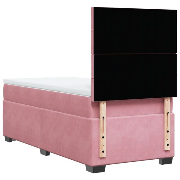 vidaXL Κρεβάτι Boxspring με Στρώμα Ροζ 100x200 εκ. Βελούδινο