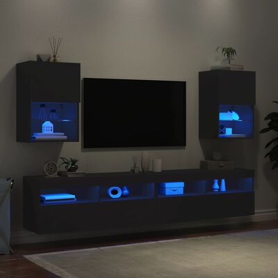 vidaXL Έπιπλα Τηλεόρασης με LED 2 τεμ. Μαύρα 40,5x30x60 εκ.