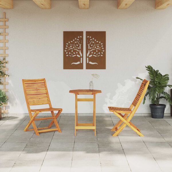 vidaXL Φορητό Σετ Μπιζερί 3 pcs Καφέ Μασίφ ξύλο ακακίας