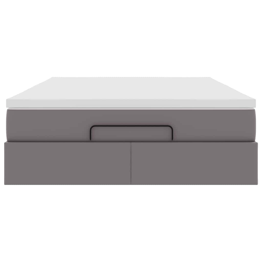 vidaXL Οθωμανικό κρεβάτι με στρώμα Γκρι 140x190cm Faux Leather