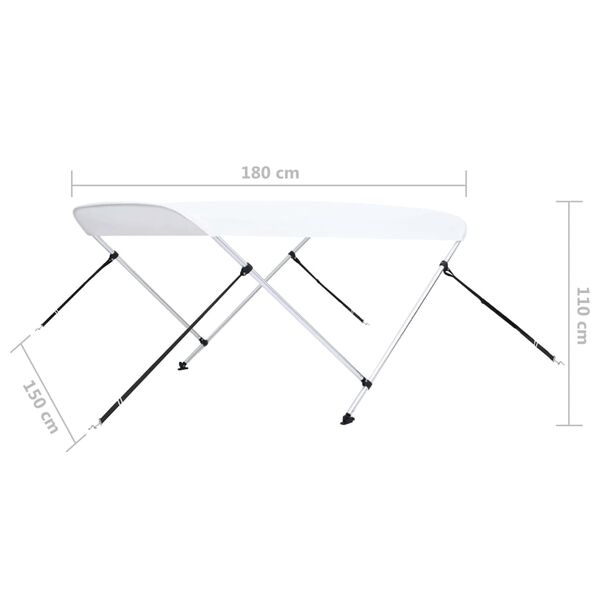vidaXL Τέντα Σκάφους με 2 Αψίδες Λευκή 180x150x110 εκ.