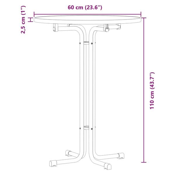 vidaXL Τραπεζαρία Μαύρη Ø60x110 εκ. από Επεξεργασμένο Ξύλο/Ατσάλι