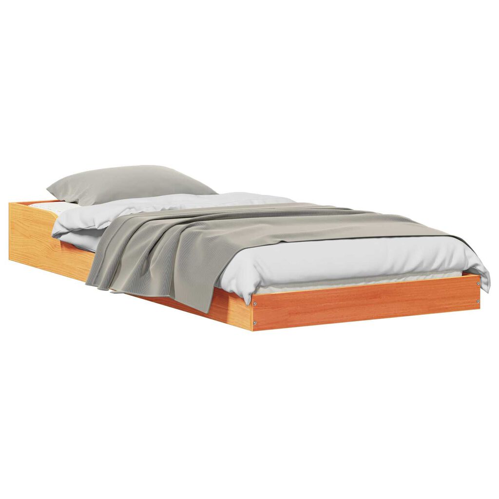 vidaXL Σκελετός Κρεβατιού Καφέ κεριού 90 x 220 cm Μασίφ ξύλο πεύκου