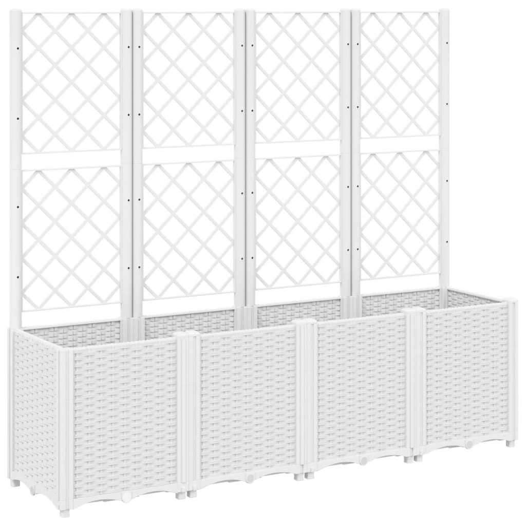 vidaXL Ζαρντινιέρα Κήπου με Καφασωτό Λευκή 160x40x140 εκ. Πολυπροπ.