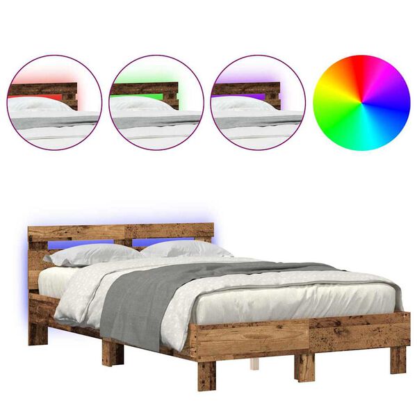 vidaXL Σκελετός Κρεβατιού Παλαιό ξύλο 120 x 190 cm Επεξεργασμένο ξύλο