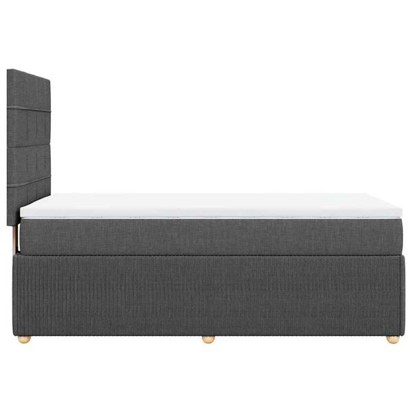 vidaXL Κρεβάτι Boxspring με Στρώμα Σκούρο Γκρι 90x200 εκ. Υφασμάτινο