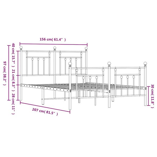 vidaXL Πλαίσιο Κρεβατιού με Κεφαλάρι&Ποδαρικό Λευκό 90x190 εκ. Μέταλλο