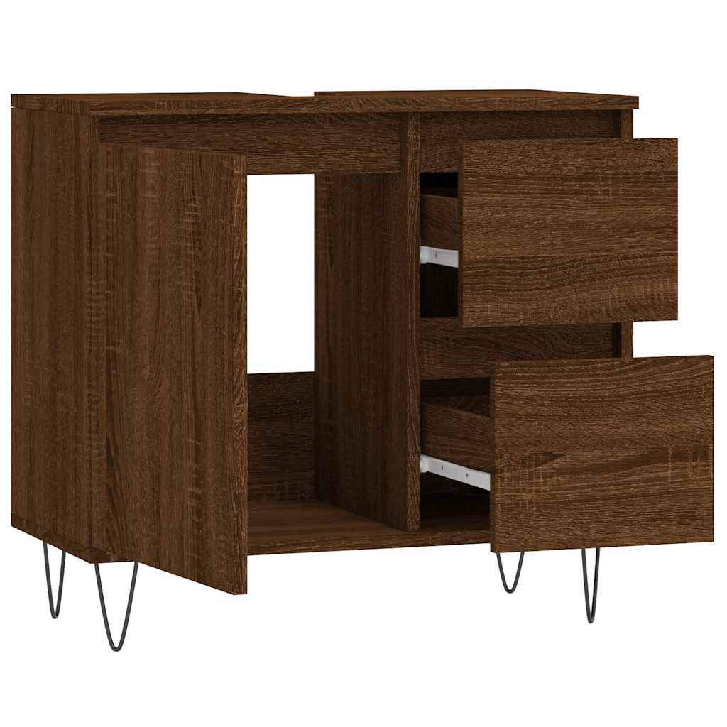 vidaXL Ντουλάπι Μπάνιου Καφέ Δρυς 65x33x60 εκ. Επεξεργασμένο Ξύλο