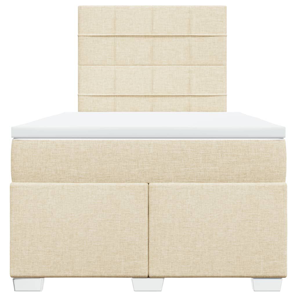 vidaXL Κρεβάτι Boxspring με Στρώμα Κρεμ 120x190 εκ. Υφασμάτινο