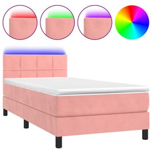 vidaXL &Kappa;&rho;&epsilon;&beta;ά&tau;&iota; Boxspring &mu;&epsilon; &Sigma;&tau;&rho;ώ&mu;&alpha; & LED &Rho;&omicron;&zeta; 90x200 &epsilon;&kappa;. &Beta;&epsilon;&lambda;&omicron;ύ&delta;&iota;&nu;&omicron;