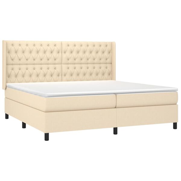 vidaXL &Kappa;&rho;&epsilon;&beta;ά&tau;&iota; Boxspring &mu;&epsilon; &Sigma;&tau;&rho;ώ&mu;&alpha; &Kappa;&rho;&epsilon;&mu; 200x200 &epsilon;&kappa;. &Upsilon;&phi;&alpha;&sigma;&mu;ά&tau;&iota;&nu;&omicron;