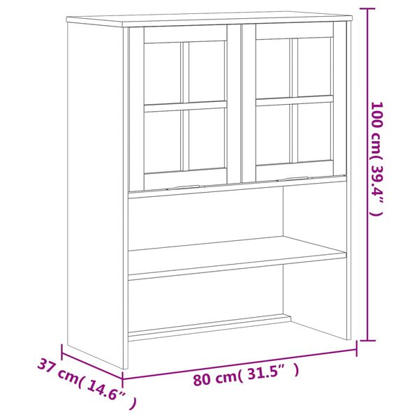 vidaXL Ντουλάπι FLAM 80x40x80εκ. από Μασίφ Ξύλο Πεύκο με Γυάλινη Πόρτα