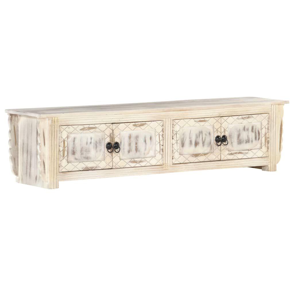 vidaXL Έπιπλο Τηλεόρασης Λευκό 140 x 30 x 35 εκ. από Μασίφ Ξύλο Μάνγκο