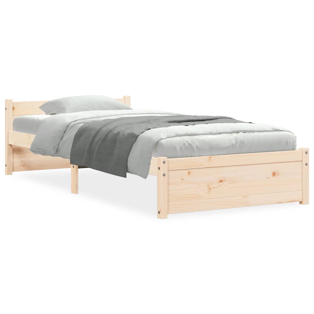 vidaXL Πλαίσιο Κρεβατιού 75 x 190 εκ. από Μασίφ Ξύλο Small Single