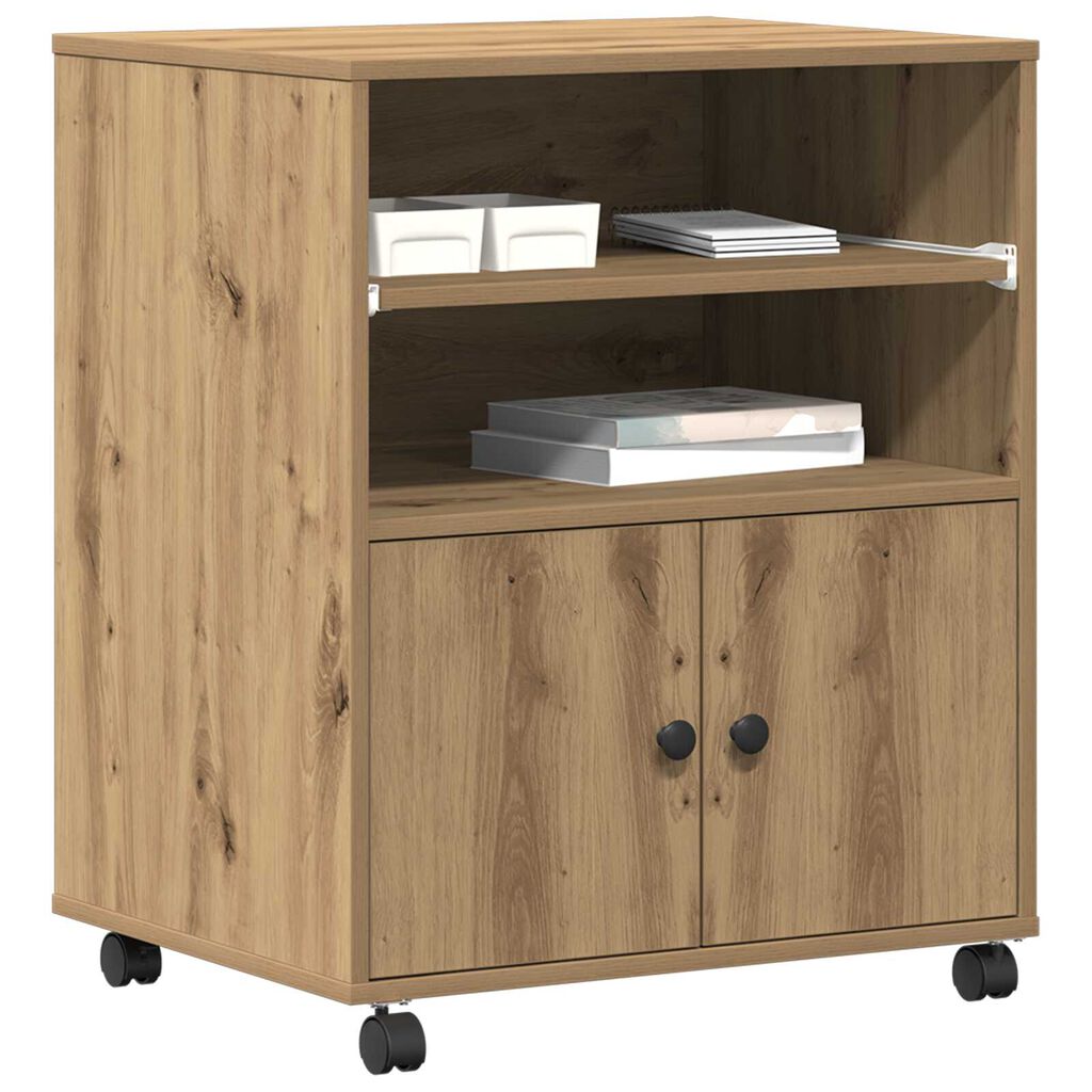 vidaXL Στάντ εκτυπωτή με ρόδες Artisan Oak 60x48x74 εκ.