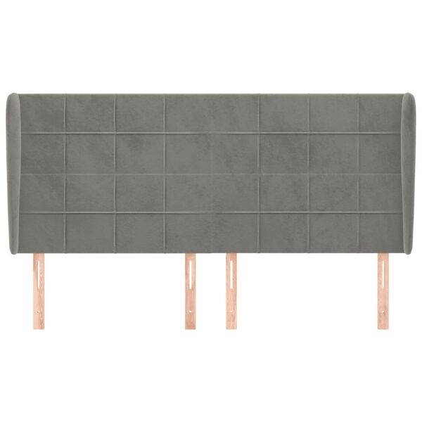 vidaXL Κεφαλάρι με Πτερύγια Ανοιχτό Γκρι 183x23x118/128 εκ. Βελούδινο