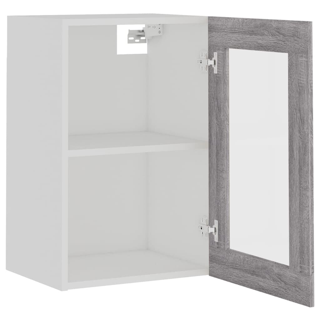 vidaXL Κρεμαστό Ντουλάπι Γυάλινο Lyon Γκρι Sonoma 40x31x60εκ.