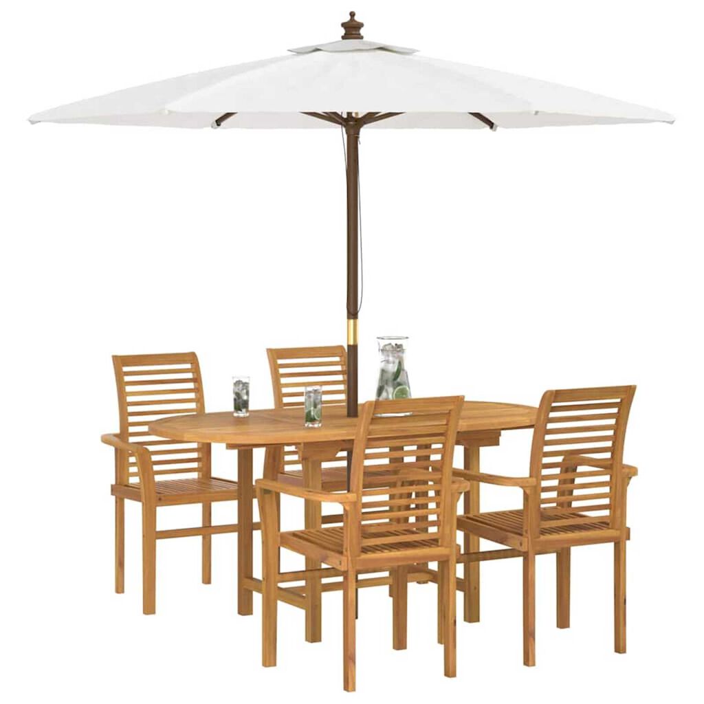 vidaXL Σέτ φαγητού για κήπο 5 pcs Καφέ 160 x 80 x 75 cm