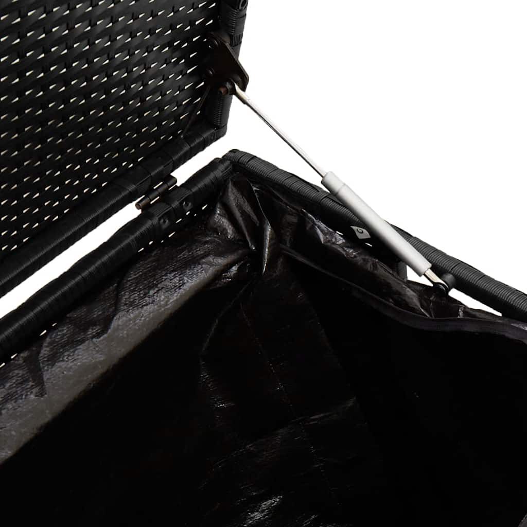 vidaXL Κήπος κουτί αποθήκευσης μαύρο 110x50x58 cm Poly Rattan
