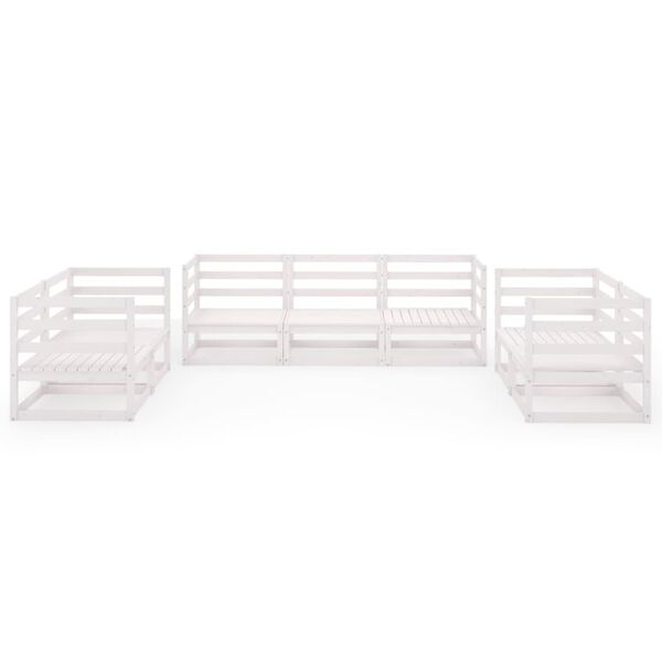 vidaXL Σαλόνι Κήπου 7 τεμ. Λευκό από Μασίφ Ξύλο Πεύκου