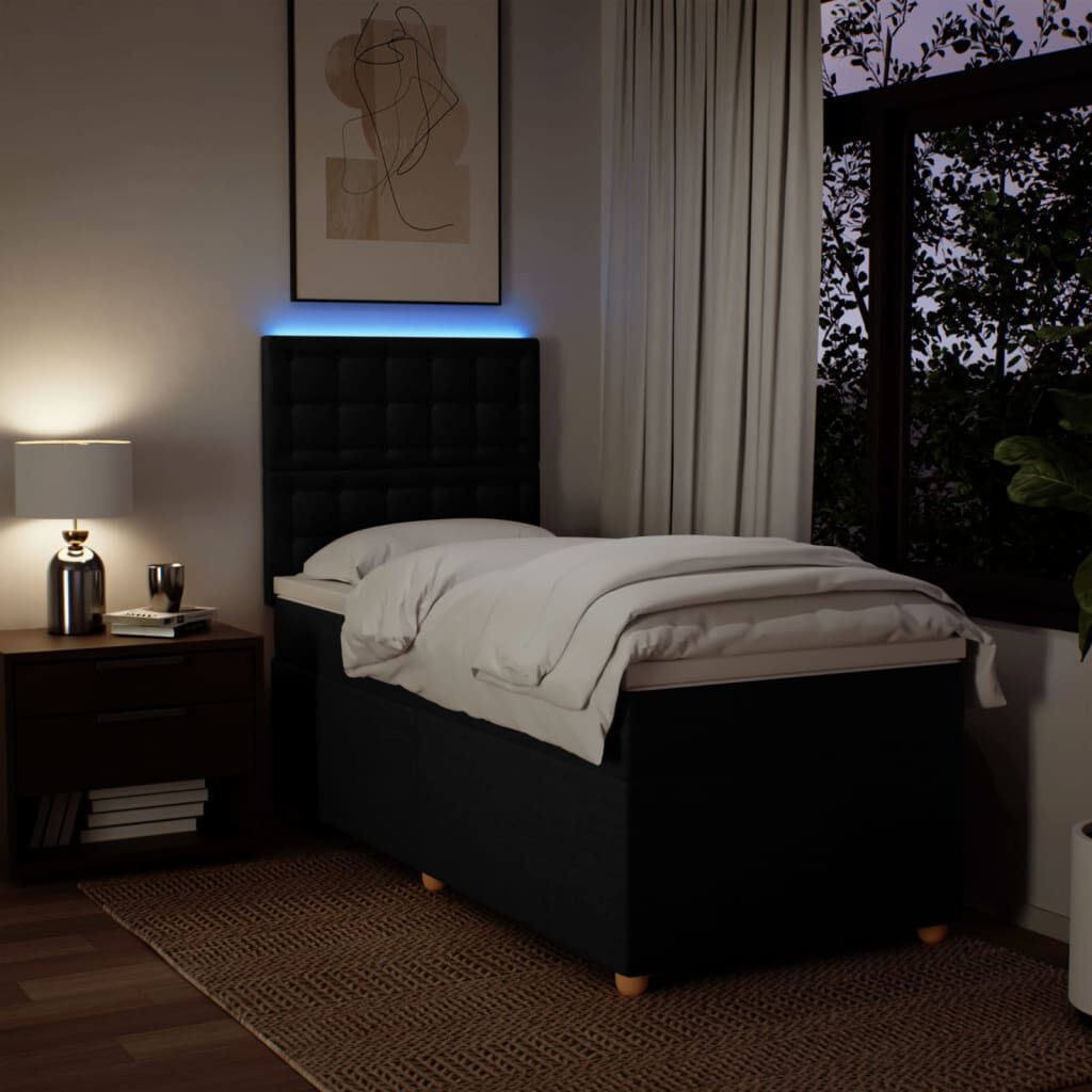 vidaXL Κρεβάτι Boxspring με Στρώμα Μαύρο 80 x 200 εκ. Υφασμάτινο