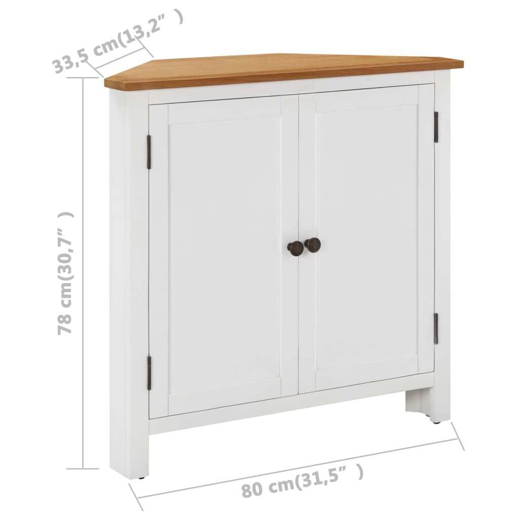 vidaXL Ντουλάπι Γωνιακό 80 x 33,5 x 78 εκ. από Μασίφ Ξύλο Δρυός