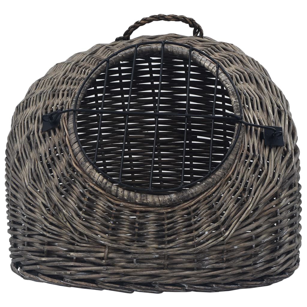 vidaXL Καλάθι Μεταφοράς Γάτας Γκρι 50x42x40 εκ. από Φυσικό Ξύλο Ιτιάς