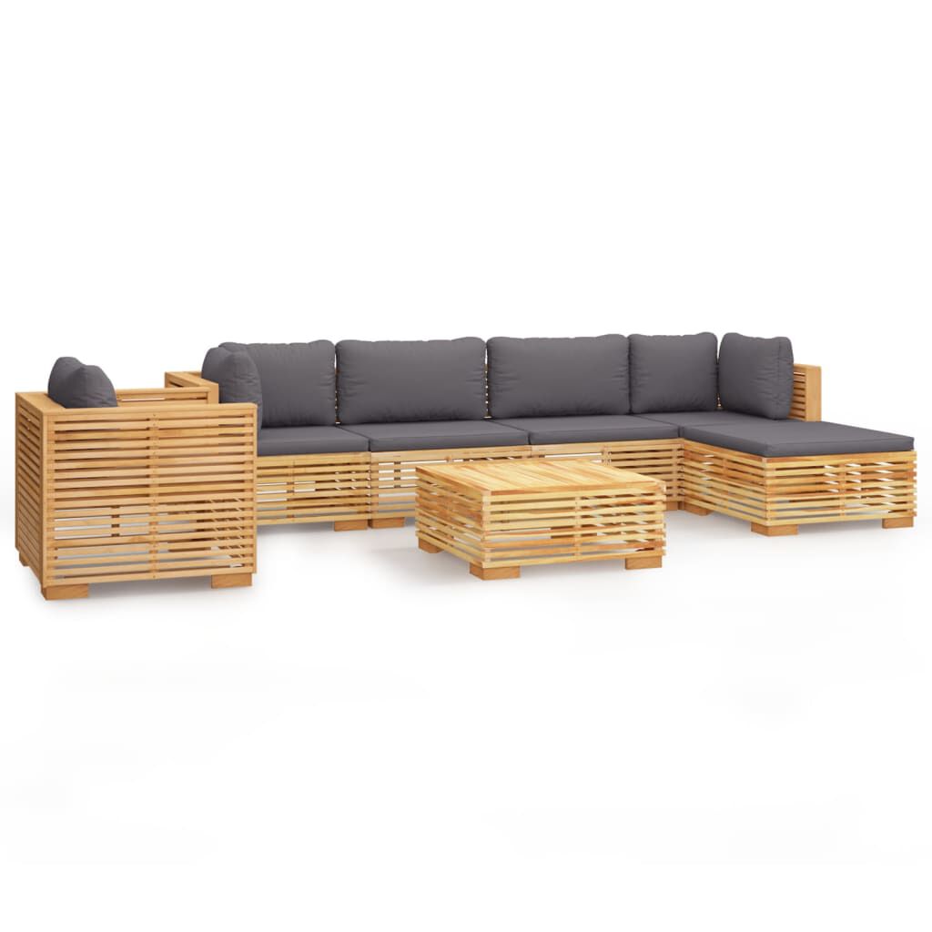 vidaXL Σαλόνι Κήπου Σετ 7 Τεμαχίων από Μασίφ Ξύλο Teak με Μαξιλάρια