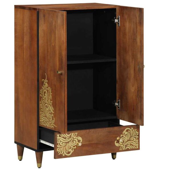 vidaXL Highboard με ράφι Καφέ 60 x 33.5 x 100 εκ. Μασίφ ξύλο μάνγκο