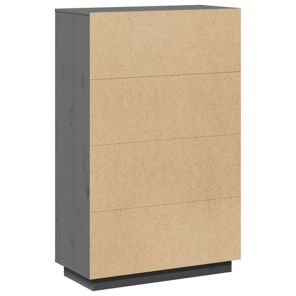 vidaXL Ντουλάπι Ψηλό Γκρι 74 x 35 x 117 εκ. από Μασίφ Ξύλο Πεύκου