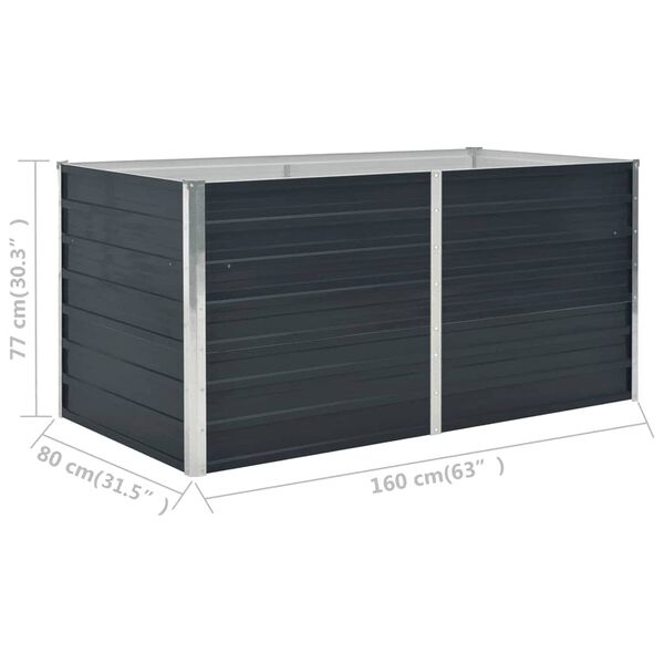vidaXL Ζαρντινιέρα Ψηλή Ανθρακί 160x80x77 εκ. από Γαλβανισμένο Χάλυβα