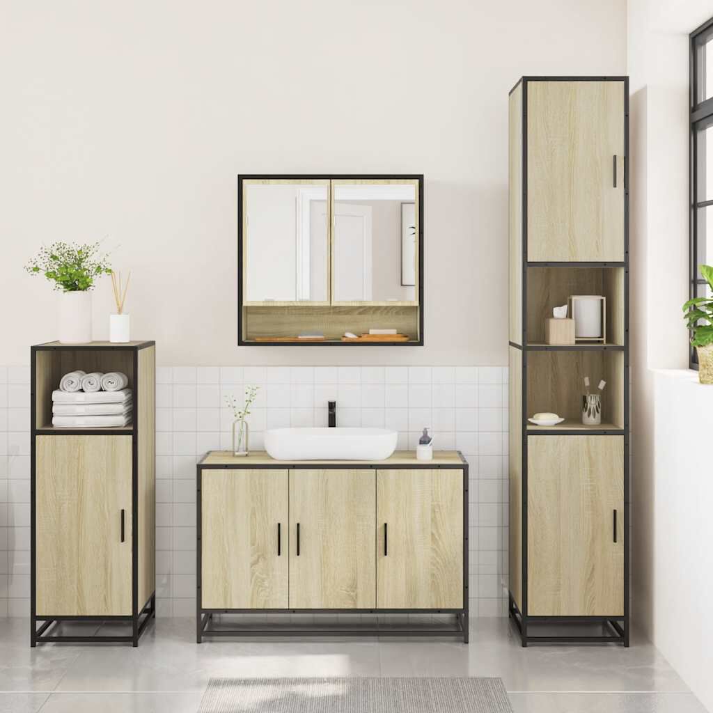 vidaXL Σετ Επίπλων Μπάνιου 3 Τεμαχίων Sonoma Δρυς Επεξεργασμένο Ξύλο