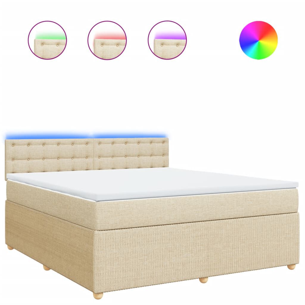 vidaXL Κρεβάτι Boxspring με Στρώμα Κρεμ 180x200 εκ. Υφασμάτινο
