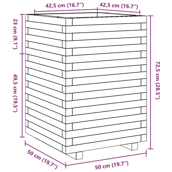 vidaXL Ζαρντινιέρα 50x50x72,5 εκ. Εμποτισμ. Ξύλο Πεύκου