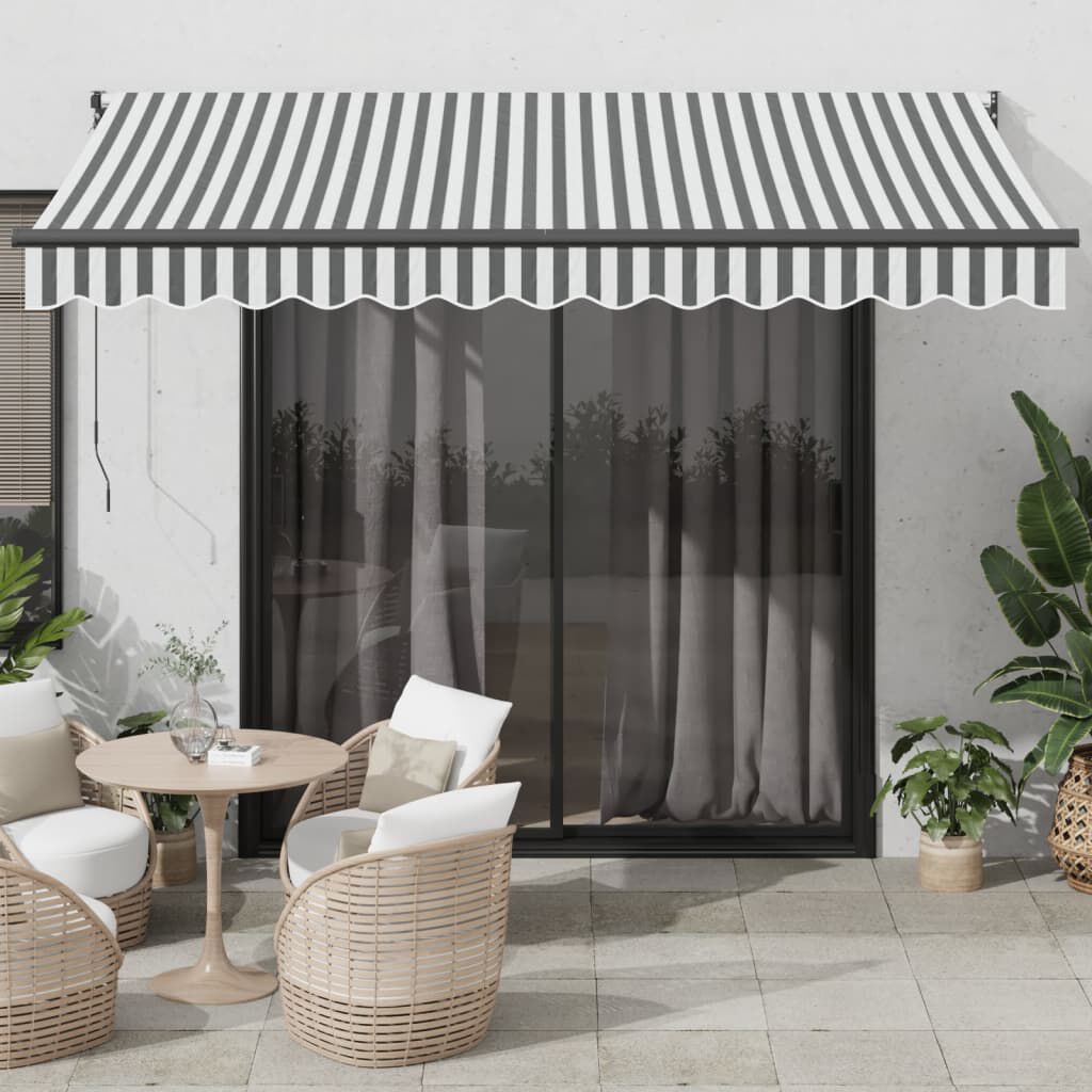 vidaXL Τέντα Πτυσσόμενη Ανθρακί και Λευκή 3,5x2,5μ. Ύφασμα / Αλουμίνιο