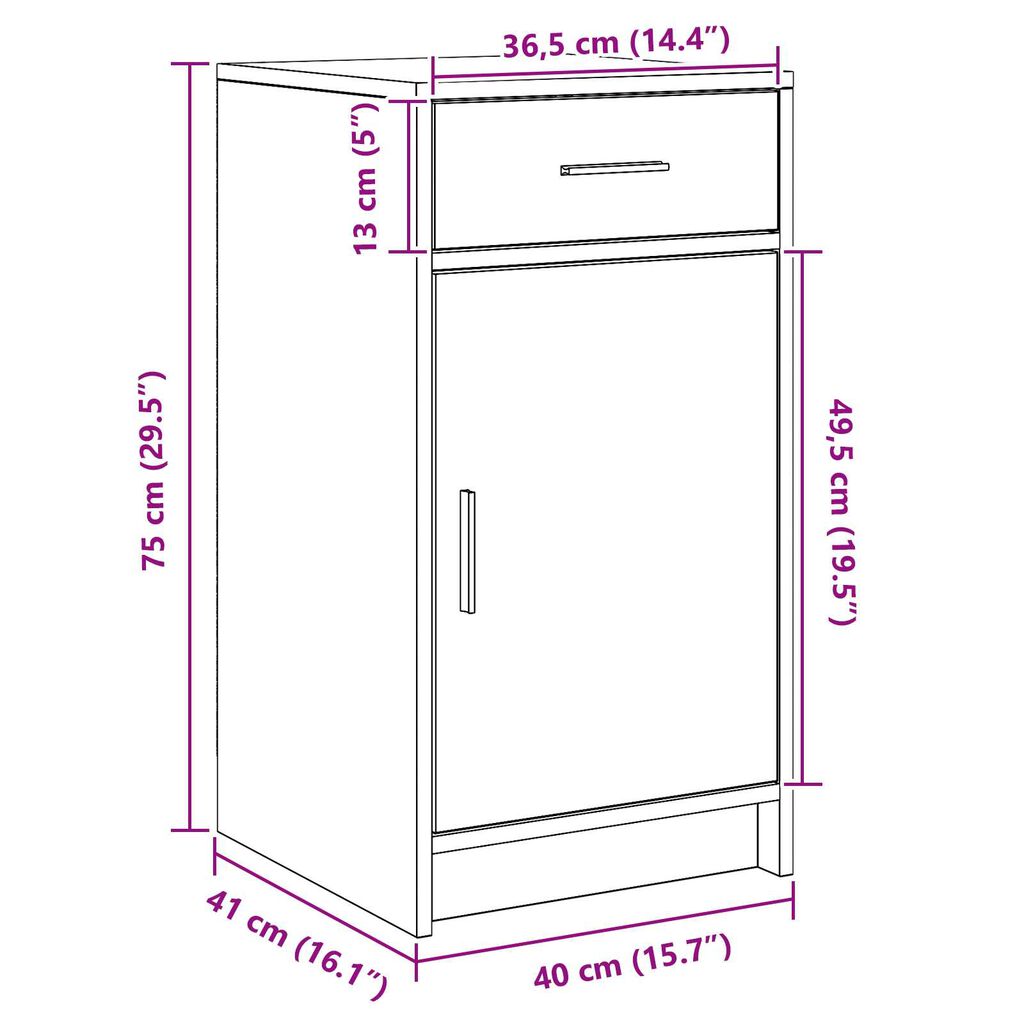 vidaXL Τραπέζι περιποίησης με συρτάρι 2 pcs Γκρι 40 x 41 x 75 εκ