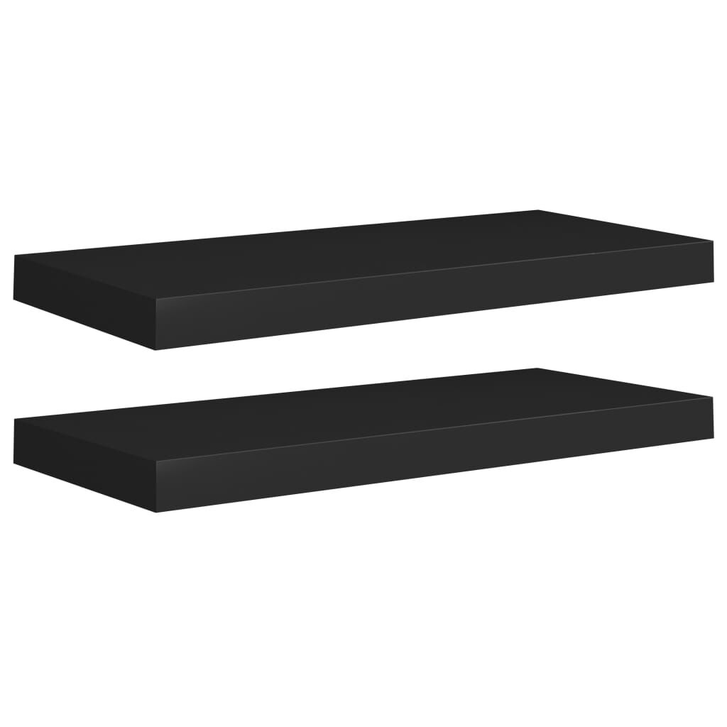vidaXL Ράφια Τοίχου 2 τεμ. Μαύρα 60x23,5x3,8 εκ. MDF