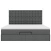 vidaXL Οθωμανικό κρεβάτι με στρώμα & LEDs Σκούρο γκρι 180x200cm ύφασμα