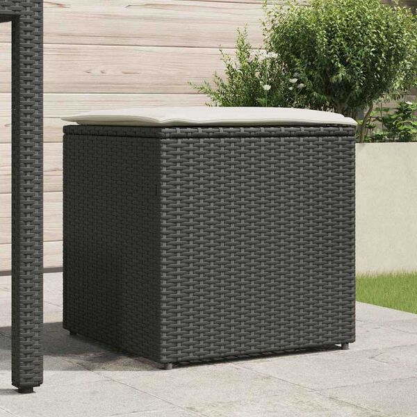 vidaXL Κουτί Μαξιλαριών Μαύρο 50 x 50 x 50 cm συνθετικό ρατάν