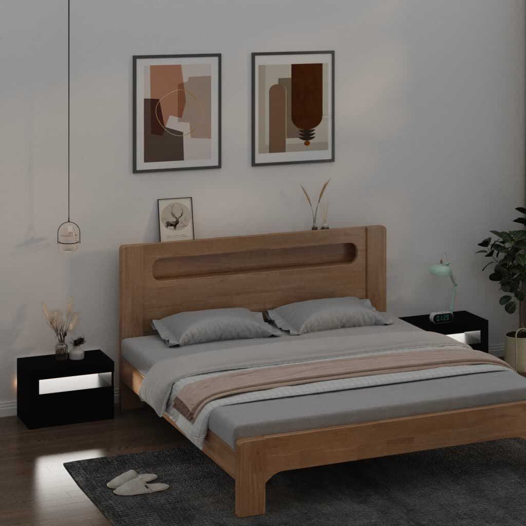 vidaXL Κομοδίνα με LED 2 τεμ. Μαύρο 60 x 35 x 40 εκ.