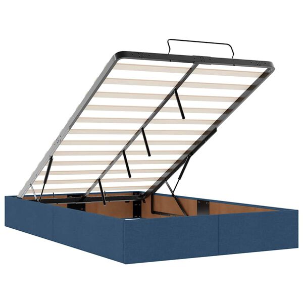 vidaXL Οθωμανικό κρεβάτι με στρώμα & LEDs Μπλε 120x200 cm Ύφασμα