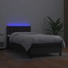 vidaXL Κρεβάτι Boxspring με Στρώμα & LED Μαύρο 100x200 εκ. Συνθ. Δέρμα