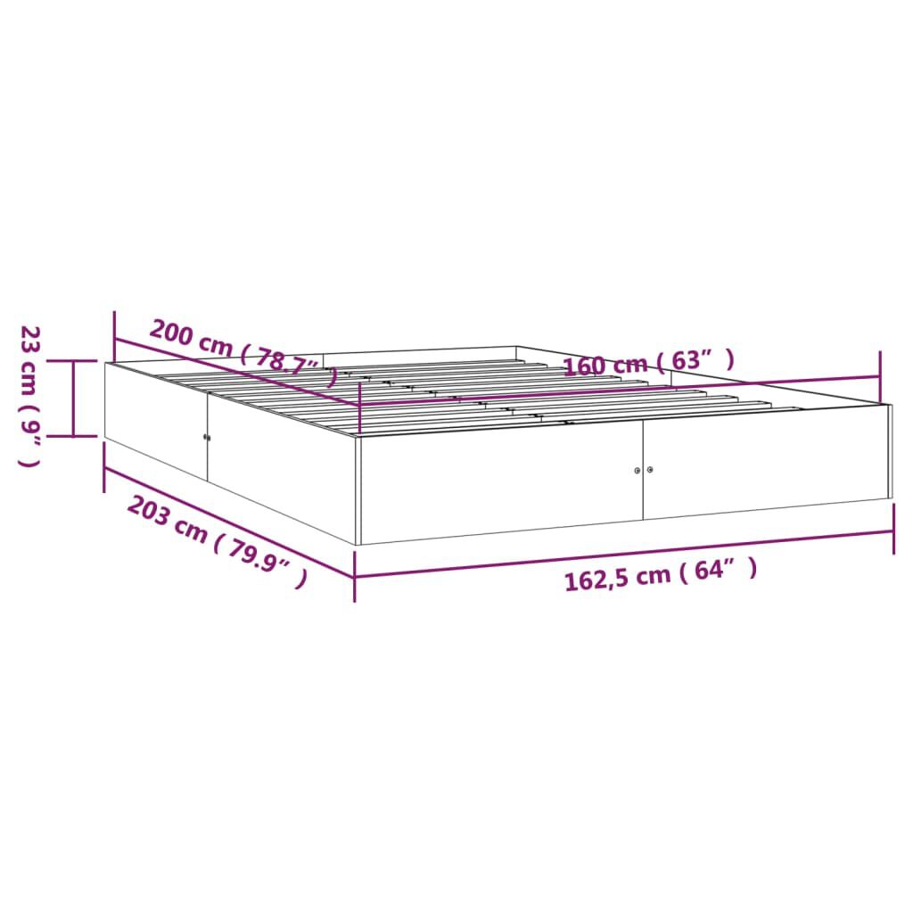 vidaXL Σκελετός Κρεβατιού Χωρίς Στρώμα 160x200 εκ Μασίφ Ξύλο