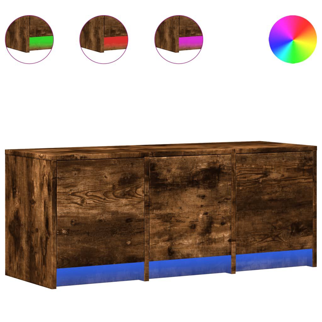 vidaXL Έπιπλο Τηλεόρασης με LED Καπνιστή Δρυς 97x34x40 εκ. Επεξ. Ξύλο