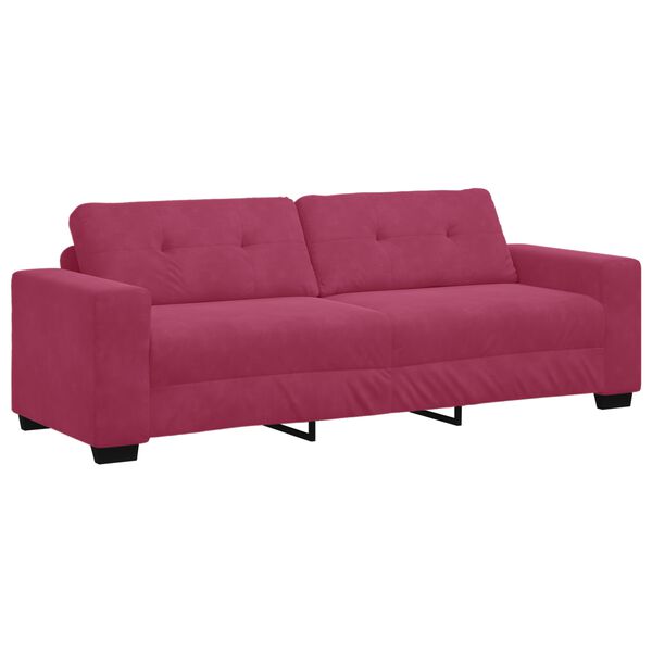 vidaXL Σετ Καναπέ με μαξιλάρι 3 pcs Κόκκινο 221 x 78 x 80 εκ Βελούδο