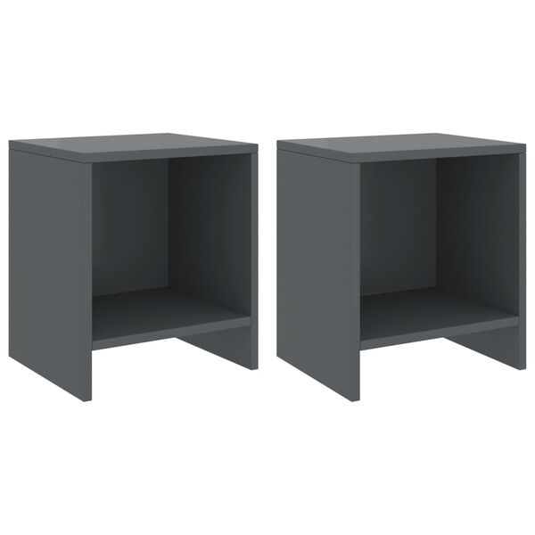 vidaXL Κομοδίνα 2 τεμ. Σκούρο Γκρι 35 x 30 x 40 εκ. Μασίφ Ξύλο Πεύκου
